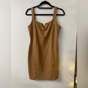Chic Tan Sleeveless Mini Dress
